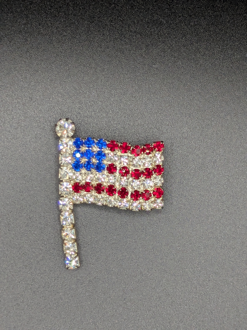 Source Unknown Crystal American Flag Brooch - Red, White & Blue